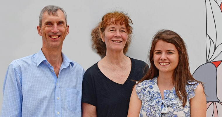 Invasive Species Council CEO Andrew Cox with Carol Booth and Candice Bartlett.